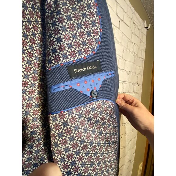 TailorByrd Men's 2 Button Sport Coat Blue Size 44R Fully Lined Stretch Fabric - Picture 12 of 16